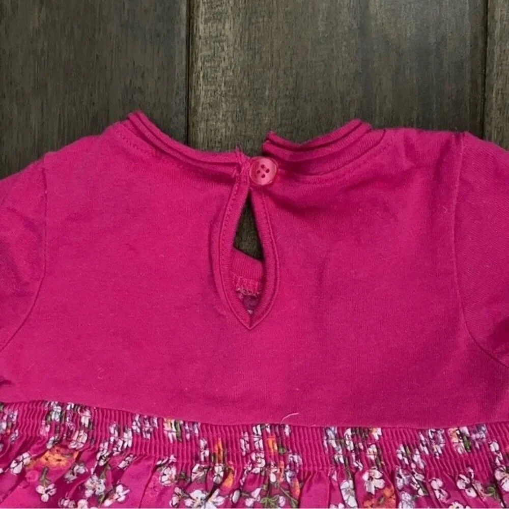 First Impressions Hot Pink Boho Floral Ruffle Dress 6-9 mos